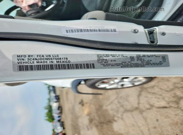 3C4NJDCN5ST508178 2025 JEEP COMPASS White Панорамний вид салону 360°