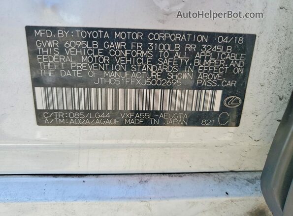 JTHC51FFXJ5002695 2018 LEXUS LS White 