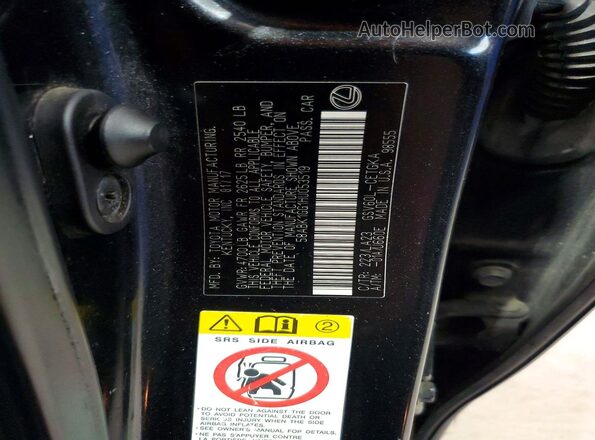 58ABK1GG1HU053519 2017 LEXUS ES Black Widok naklejki z numerem VIN