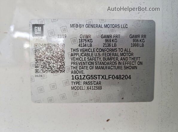 1G1ZG5STXLF048204 2020 CHEVROLET MALIBU White 