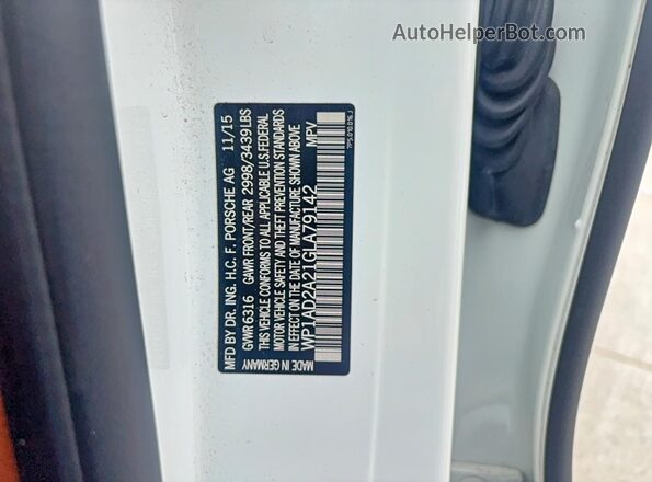 WP1AD2A21GLA79142 2016 PORSCHE CAYENNE White Սալոնի հետևի տեսք