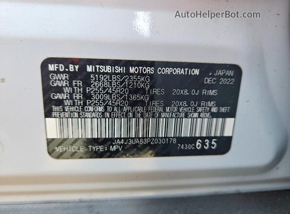 JA4J3UA83PZ030178 2023 MITSUBISHI OUTLANDER White 