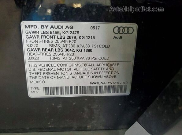 WA1BNAFY5J2017910 2018 AUDI Q5 Black სალონის 360-გრადუსიანი ხედი