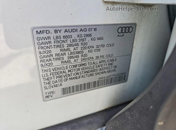 WA1LAAF71HD023645 2017 AUDI Q7 White Սալոնի 360 աստիճան տեսք
