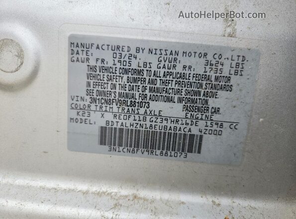 3N1CN8FV9RL881073 2024 NISSAN VERSA Silver 