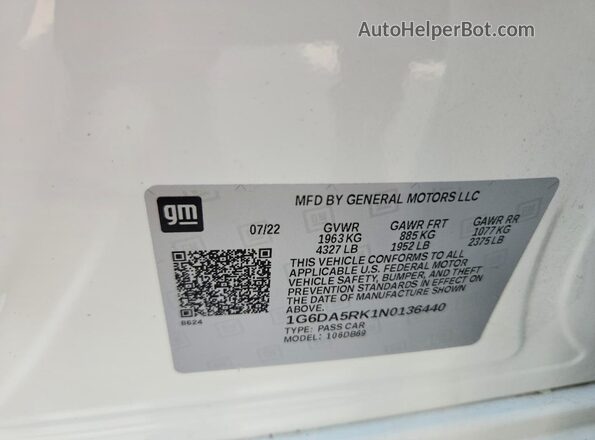 1G6DA5RK1N0136440 2022 CADILLAC CT4 Белый 