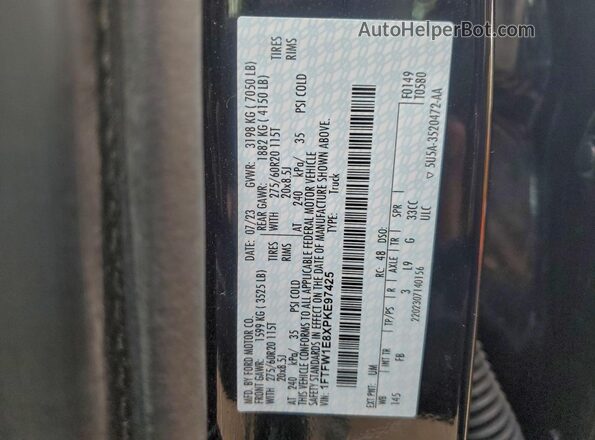 1FTFW1E8XPKE97425 2023 FORD F150 Black 