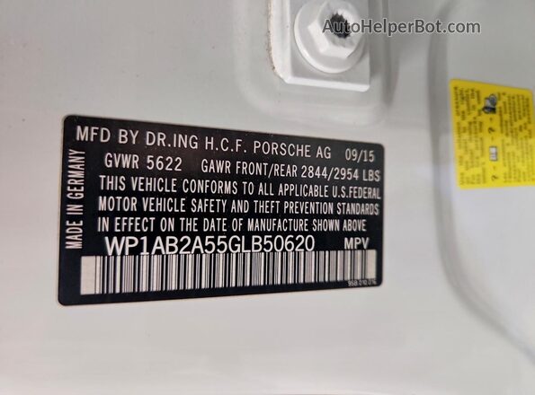 WP1AB2A55GLB50620 2016 PORSCHE MACAN White 