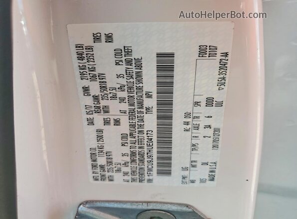 1FMCU9J97HUE04173 2017 FORD ESCAPE Белый Вид наклейки с VIN-кодом