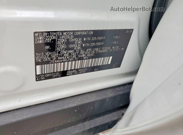 JTEAAAAHXRJ185172 2024 TOYOTA VENZA Белый Панорамный вид салона 360°