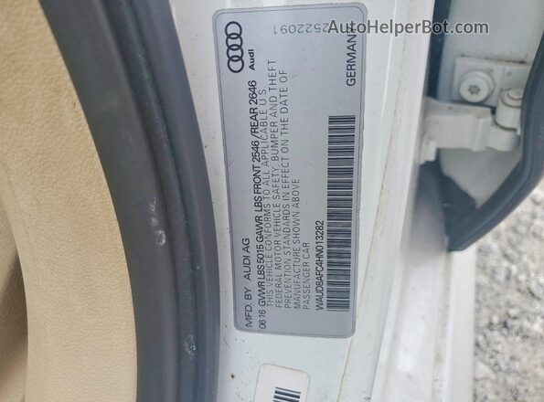 WAUD8AFC4HN013282 2017 AUDI A6 White Вид наклейки з VIN-кодом