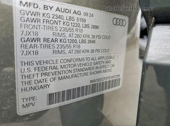 WA1EECF37S1007299 2025 AUDI Q3 Gray 360 interior view