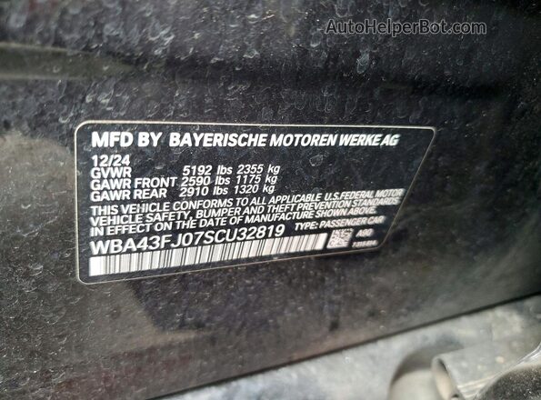 WBA43FJ07SCU32819 2025 BMW 5 SERIES Charcoal VIN sticker view