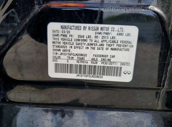 JN1EV7AP0LM208620 2020 INFINITI Q50 Black VIN կոդի պիտակի տեսք