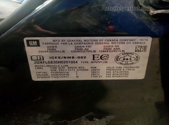 2GNFLGE35H6201934 2017 CHEVROLET EQUINOX Black 