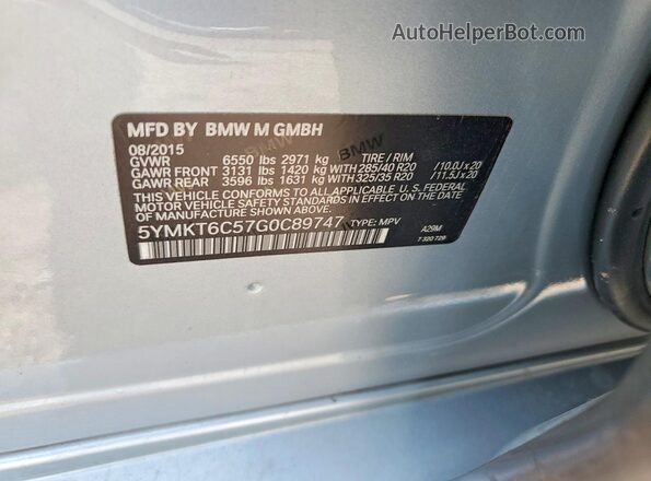 5YMKT6C57G0C89747 2016 BMW X5 Silver 