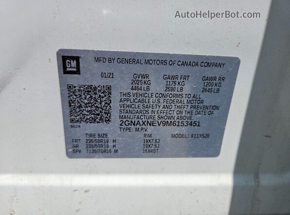 2GNAXNEV9M6153451 2021 CHEVROLET EQUINOX White 