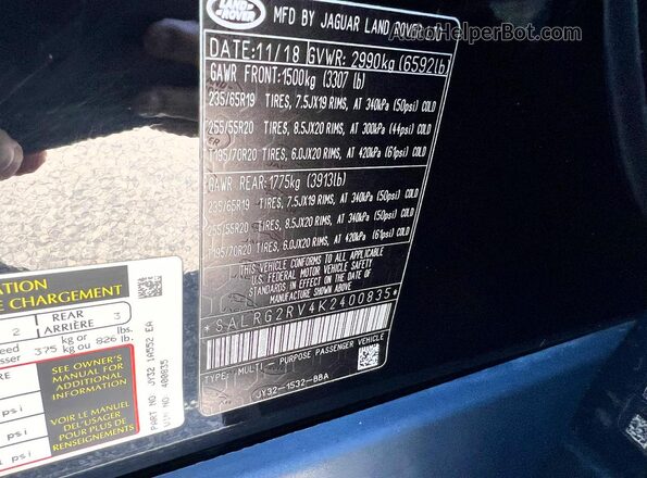 SALRG2RV4K2400835 2019 LAND ROVER DISCOVERY Black Widok tylnych siedzeń