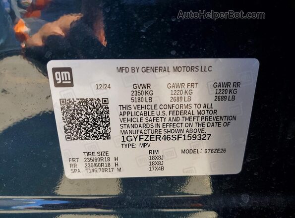 1GYFZER46SF159327 2025 CADILLAC XT4 Green 360 interior view