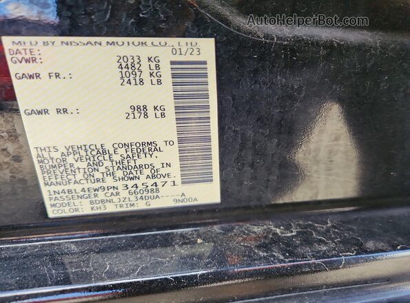 1N4BL4EW9PN345471 2023 NISSAN ALTIMA Black 