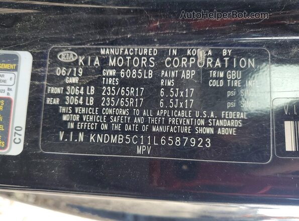 KNDMB5C11L6587923 2020 KIA SEDONA Черный 