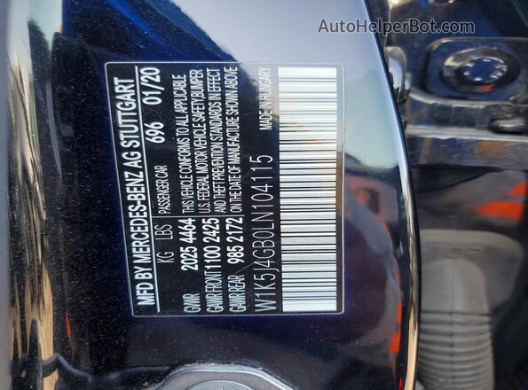 W1K5J4GB0LN104115 2020 MERCEDES-BENZ CLA-CLASS Black VIN კოდის სტიკერის ხედი