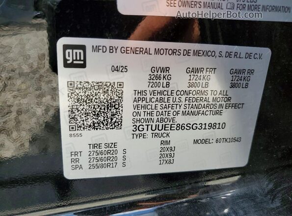 3GTUUEE86SG319810 2025 GMC SIERRA Black 