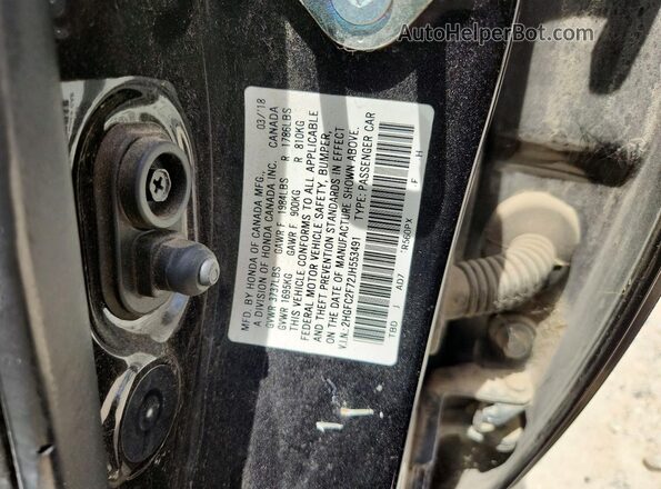2HGFC2F72JH553491 2018 HONDA CIVIC Black Vista de la etiqueta del VIN