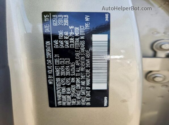 YV4BC0PK7G1053108 2016 VOLVO XC90 Cream VIN sticker view