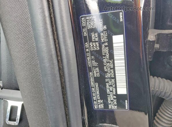 7JRL12TK3RG322463 2024 VOLVO S60 Black Vista de la etiqueta del VIN