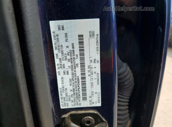 1FTEW1CP9JFD42841 2018 FORD F150 Blue VIN կոդի պիտակի տեսք