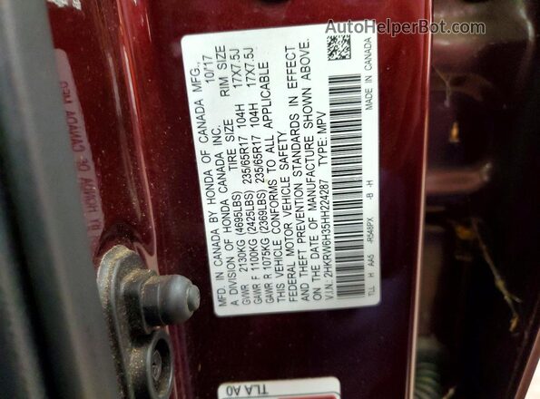 2HKRW6H35HH224287 2017 HONDA CR-V Burgundy 