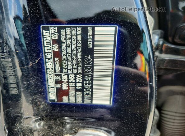 W1K3G4EB4NJ351334 2022 MERCEDES-BENZ A-CLASS Black Widok naklejki z numerem VIN