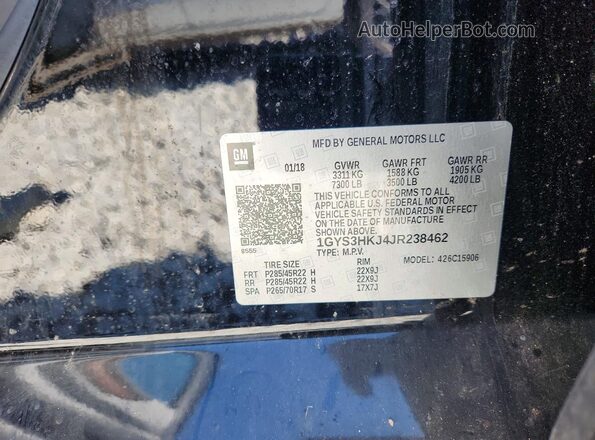 1GYS3HKJ4JR238462 2018 CADILLAC ESCALADE Black 