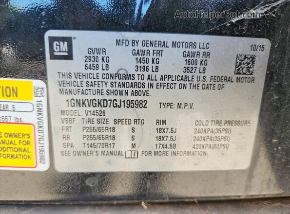 1GNKVGKD7GJ195982 2016 CHEVROLET TRAVERSE Black 