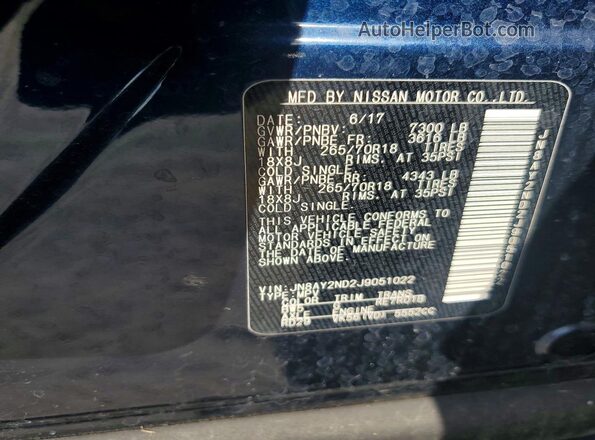 JN8AY2ND2J9051022 2018 NISSAN ARMADA Blue 