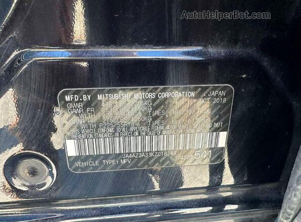 JA4AZ3A33KZ018344 2019 MITSUBISHI OUTLANDER Black 