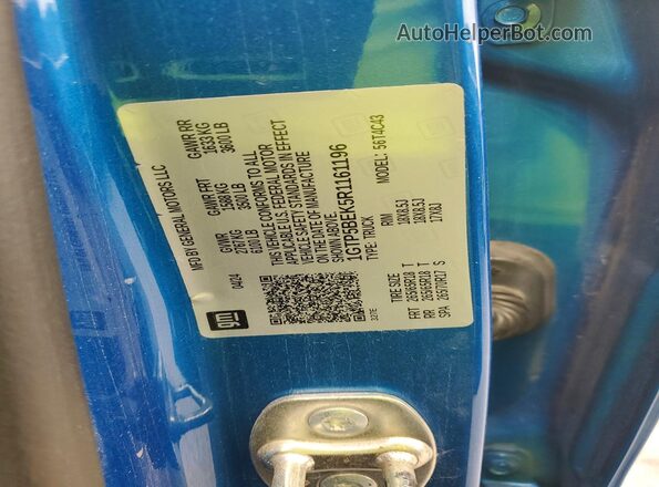 1GTP5BEK5R1161196 2024 GMC CANYON Blue Widok naklejki z numerem VIN