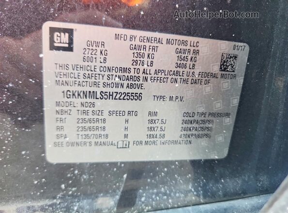 1GKKNMLS5HZ225556 2017 GMC ACADIA Gray სალონის 360-გრადუსიანი ხედი
