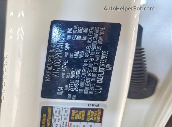 KNDPU3DF0R7279005 2024 KIA SPORTAGE White 
