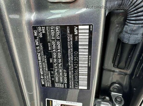 4JGFB4KB6LA213510 2020 MERCEDES-BENZ GLE-CLASS Серебряный Вид задней части салона