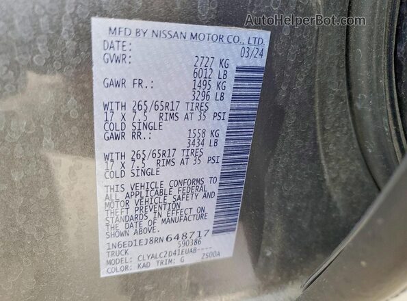 1N6ED1EJ8RN648717 2024 NISSAN FRONTIER Gray 