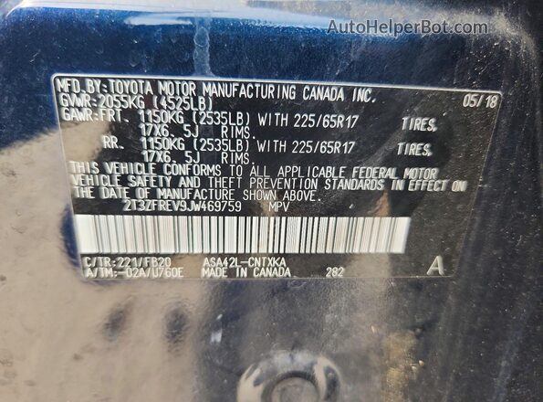 2T3ZFREV9JW469759 2018 TOYOTA RAV4 Blue 