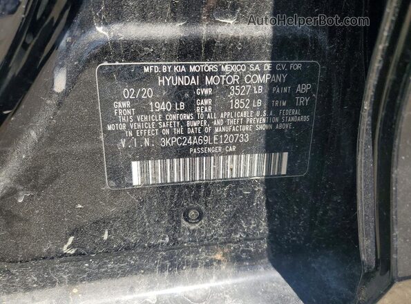 3KPC24A69LE120733 2020 HYUNDAI ACCENT Black Widok naklejki z numerem VIN