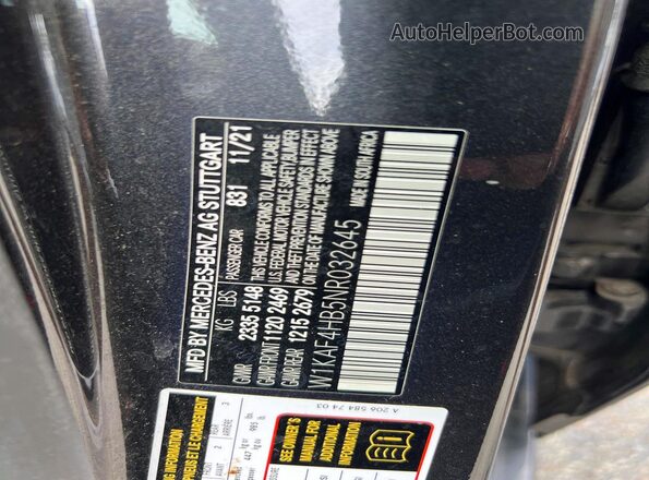 W1KAF4HB5NR032645 2022 MERCEDES-BENZ C-CLASS Black 