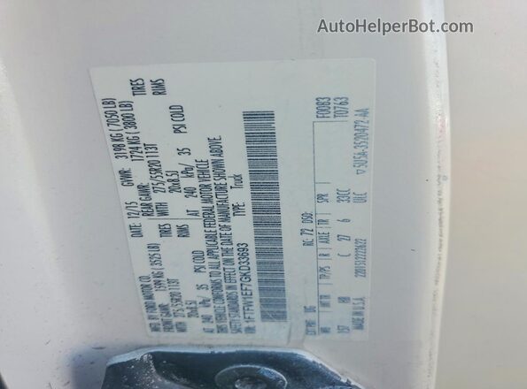 1FTFW1EF7GKD33693 2016 FORD F150 White 