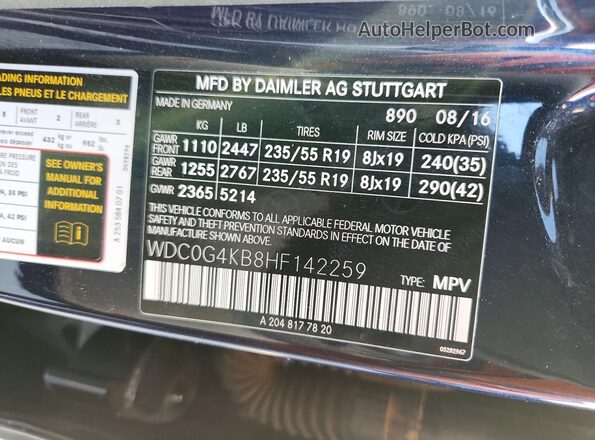 WDC0G4KB8HF142259 2017 MERCEDES-BENZ GLC-CLASS Blue Widok wnętrza 360 stopni