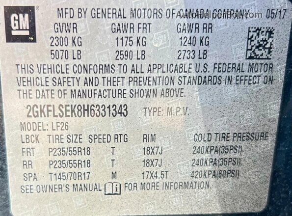 2GKFLSEK8H6331343 2017 GMC TERRAIN Black 