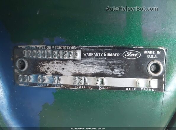 9R02H124279       1970 FORD MUSTANG Зеленый Вид подкапотного пространства