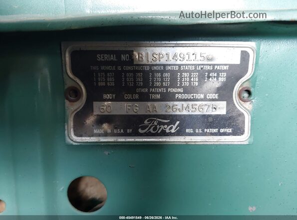 BISP149115 1970 FORD VICTORIA Green ძრავის განყოფილების ხედი